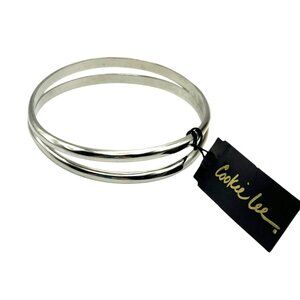 Vintage Cookie Lee Bracelet Silver Tone Bangle Split New Minimalist‎